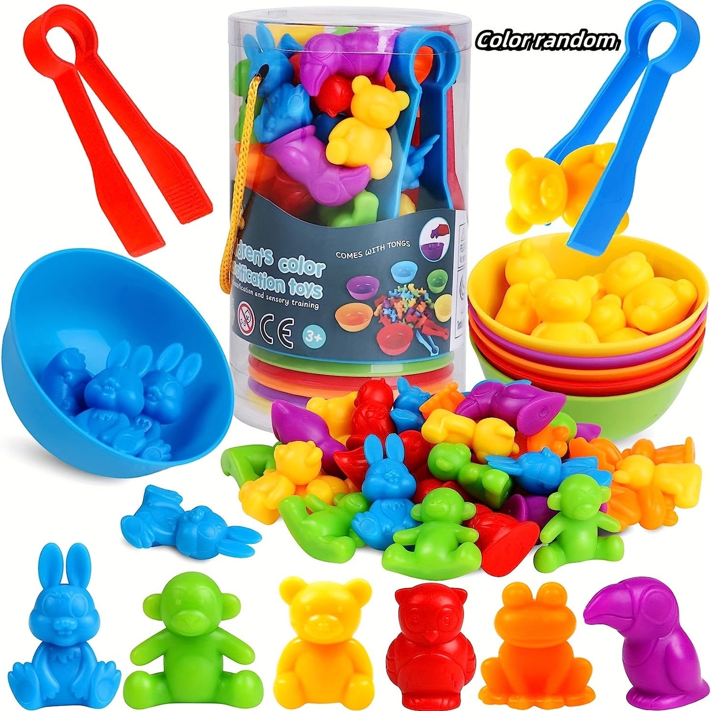 1-Piece Preschool Educational Toy Set - Includes STEM Development Counting & Matching Games and Sorting Bowls for Kids - Made with Durable Plastic Material, Perfect for Christmas, Halloween, or Holiday Gifts.