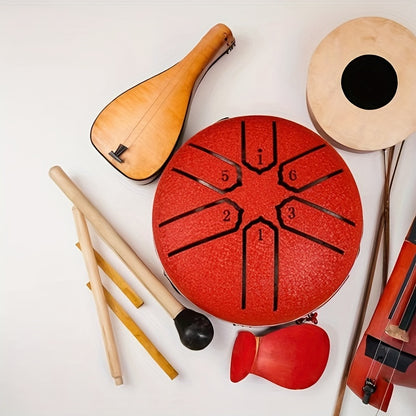 Mini steel tongue drum set with mallets, portable for meditation and yoga in multiple colors. (Carry bag not included)