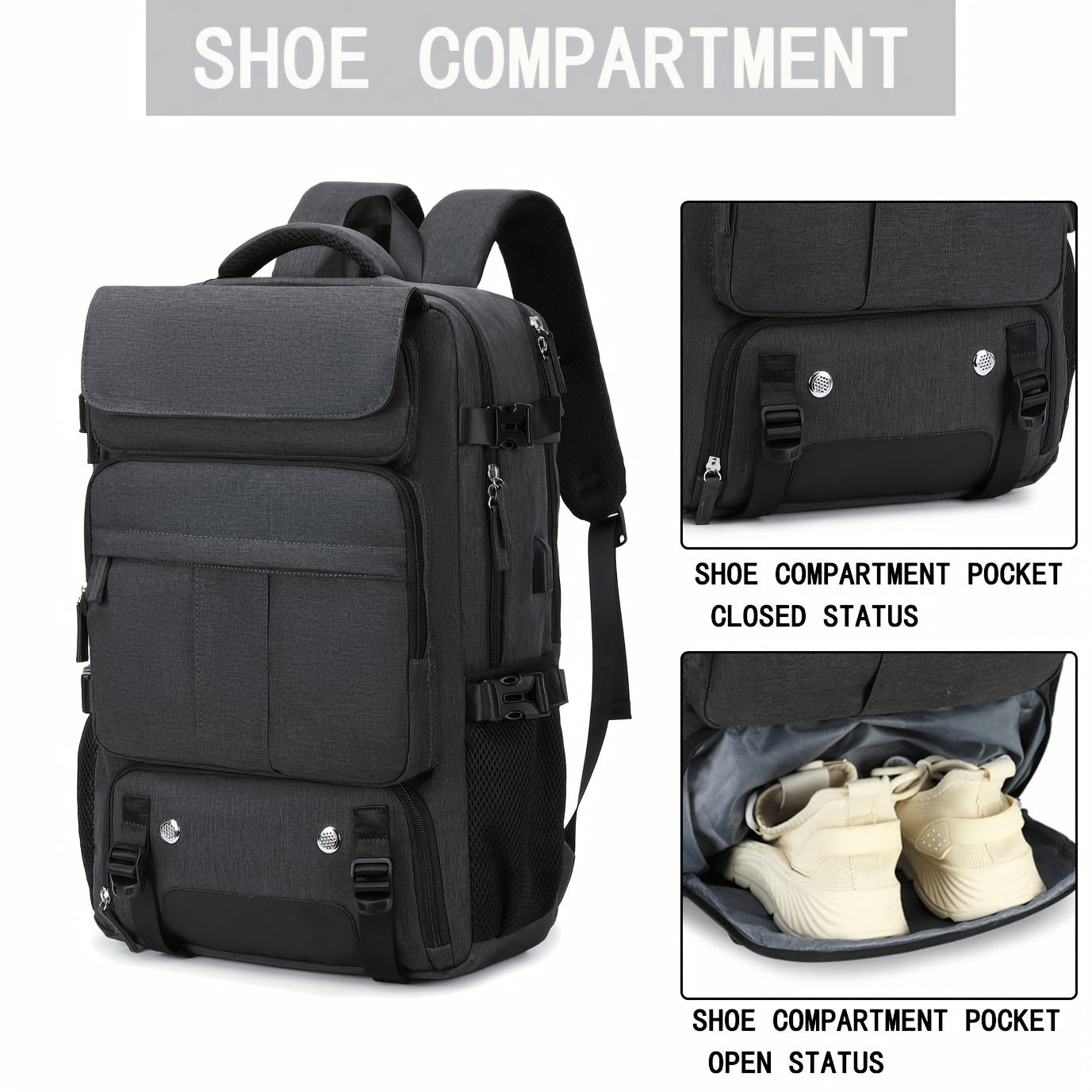 Women's travel backpack with 17.3-inch laptop compartment, shoe compartment, and holiday gift; ideal for hiking, college, and back-to-school season.