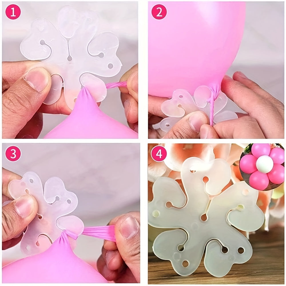 Balloon clips and flower modeling clip holders for party decorations and favors in various quantities. Perfect for birthdays, weddings, graduations, and anniversaries.