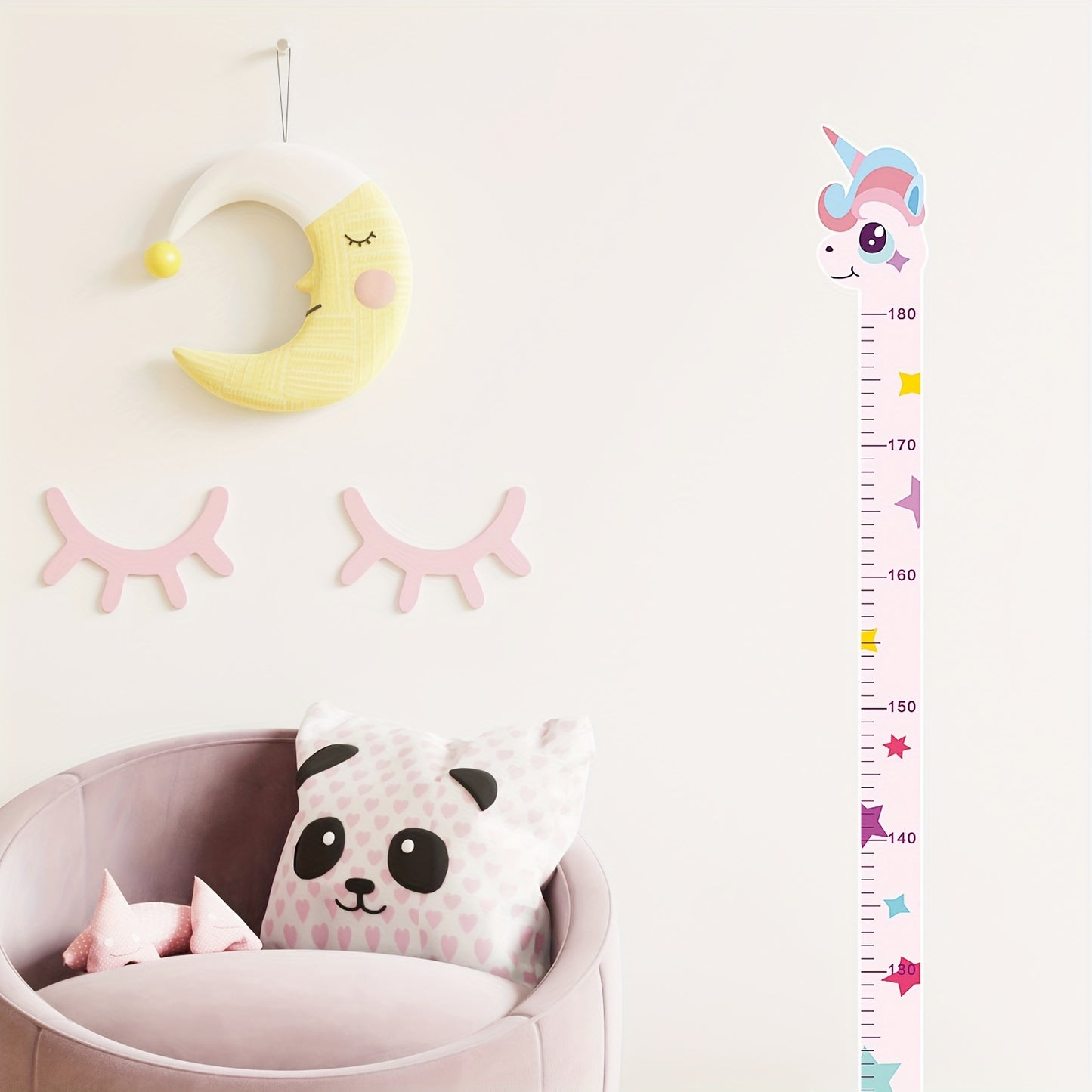 Cute cartoon animal height chart sticker for kids' rooms. Easy to install and self-adhesive.