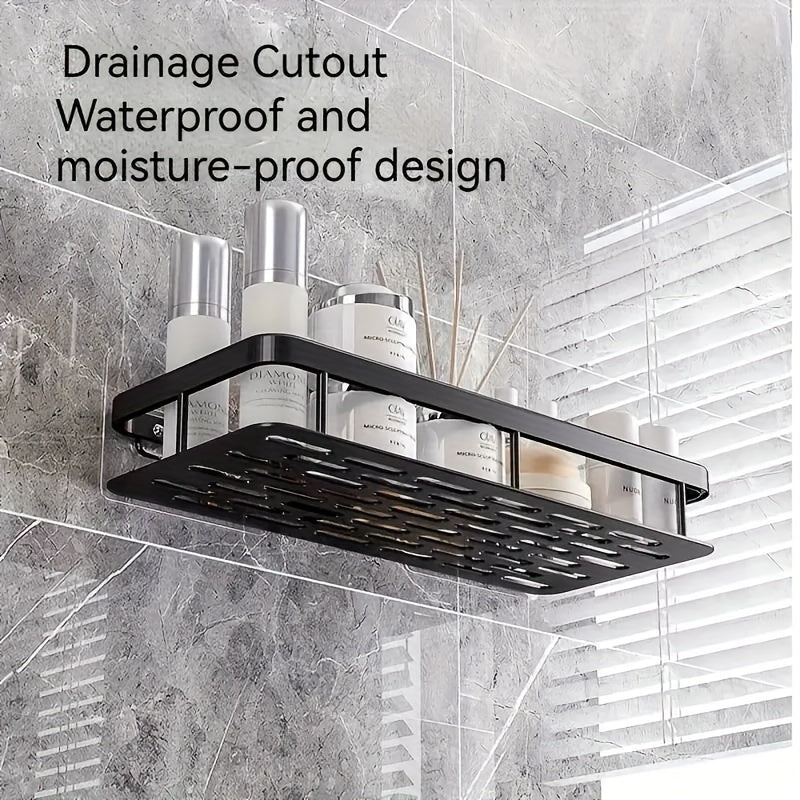 2-Pack Black Rust-Proof Metal Bathroom Shelves, Wall-Mounted Hanging Shower Caddy for Shampoo and Conditioner Storage, Space-Saving Organizer with Hook, 8mm Tube Diameter