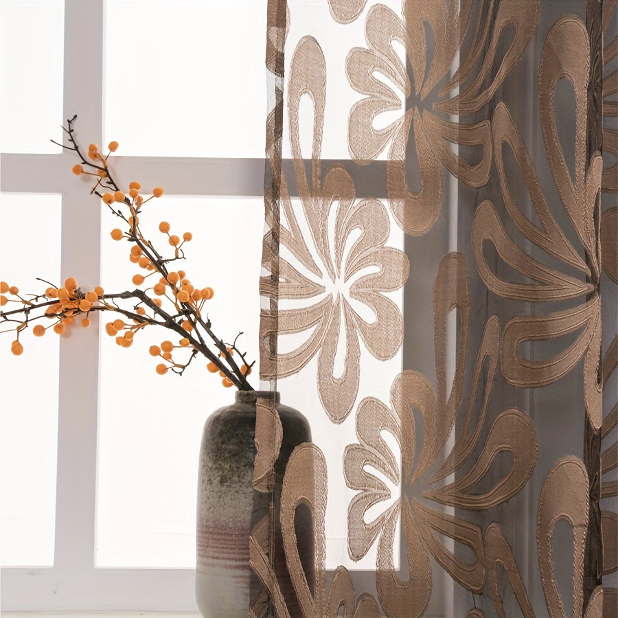 Set of 2 lovely floral pattern curtains with rod pocket design, perfect for enhancing the decor of the living room, bedroom, dining room, balcony, office, or any room in your home.