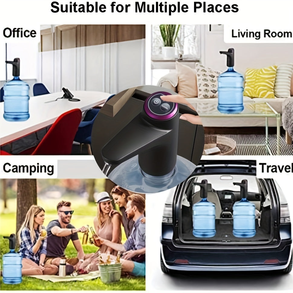 Portable USB rechargeable water jug dispenser for 5-gallon containers.