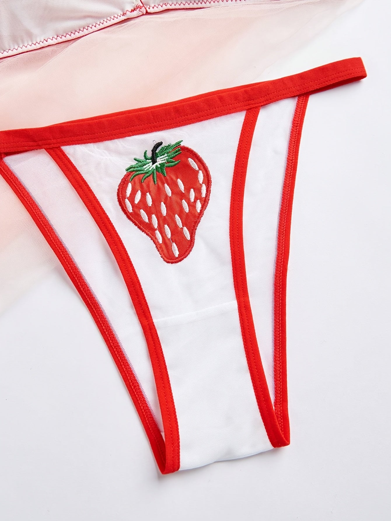 Strawberry Pattern Bra & Panty Set for Women - Comfortable Nylon Blend with Padded Support, Mid-Rise Briefs - Stylish Lingerie for Casual Attire