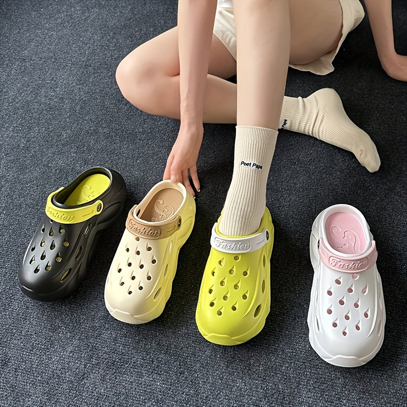 Breathable summer clogs for women in solid colors with closed toe design made of EVA material.