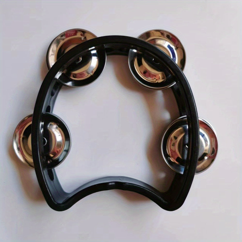 Plastic hand tambourine with 4 bells and ABS construction for musical performances. Great for parties, concerts, and Eid celebrations.