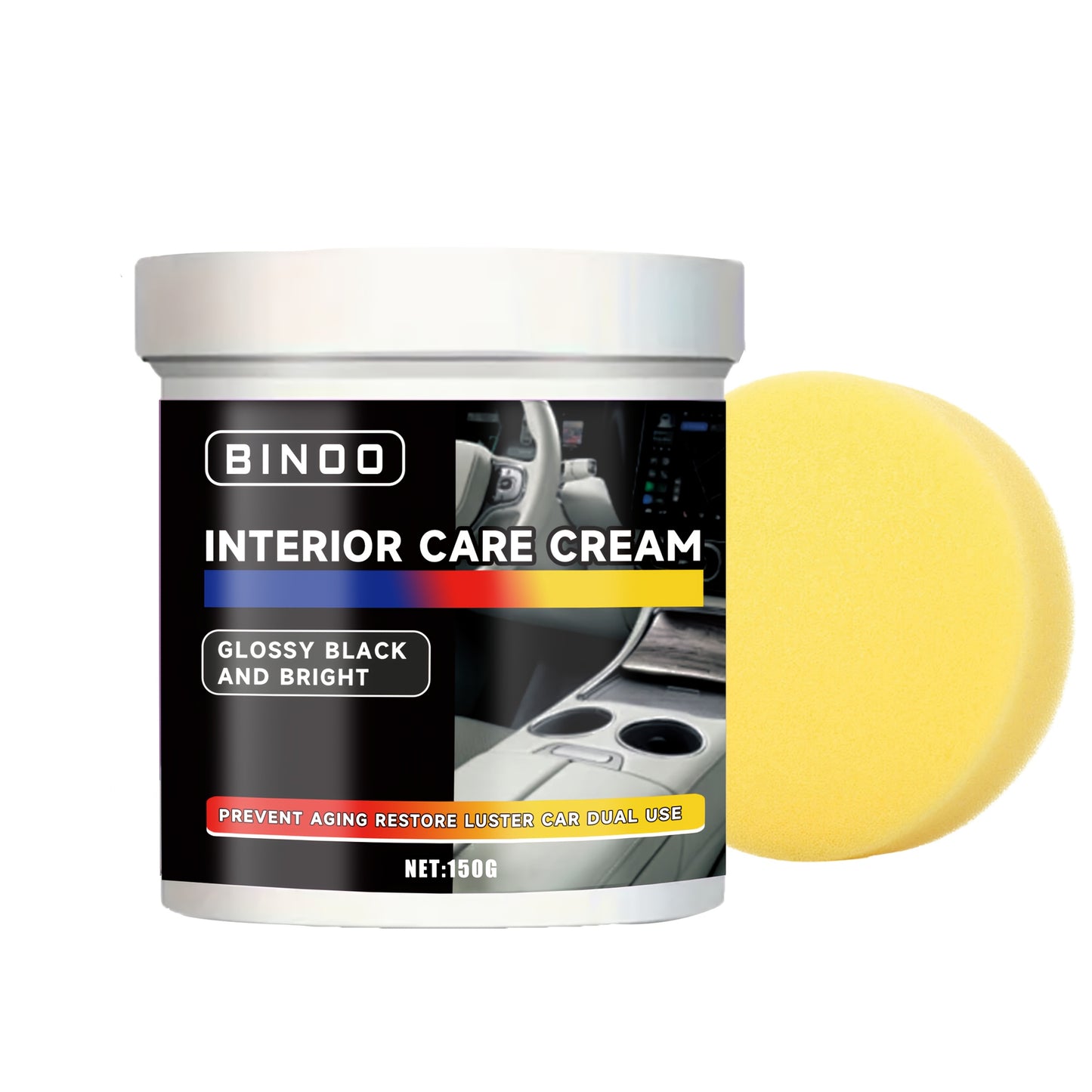 Bindo Auto Interior Care Cream: Gloss Black & Enhancer, Nano Coating Wax for Tires, Steering Wheels, Dashboards. Also includes Plastic Restoration Paste, 100g.