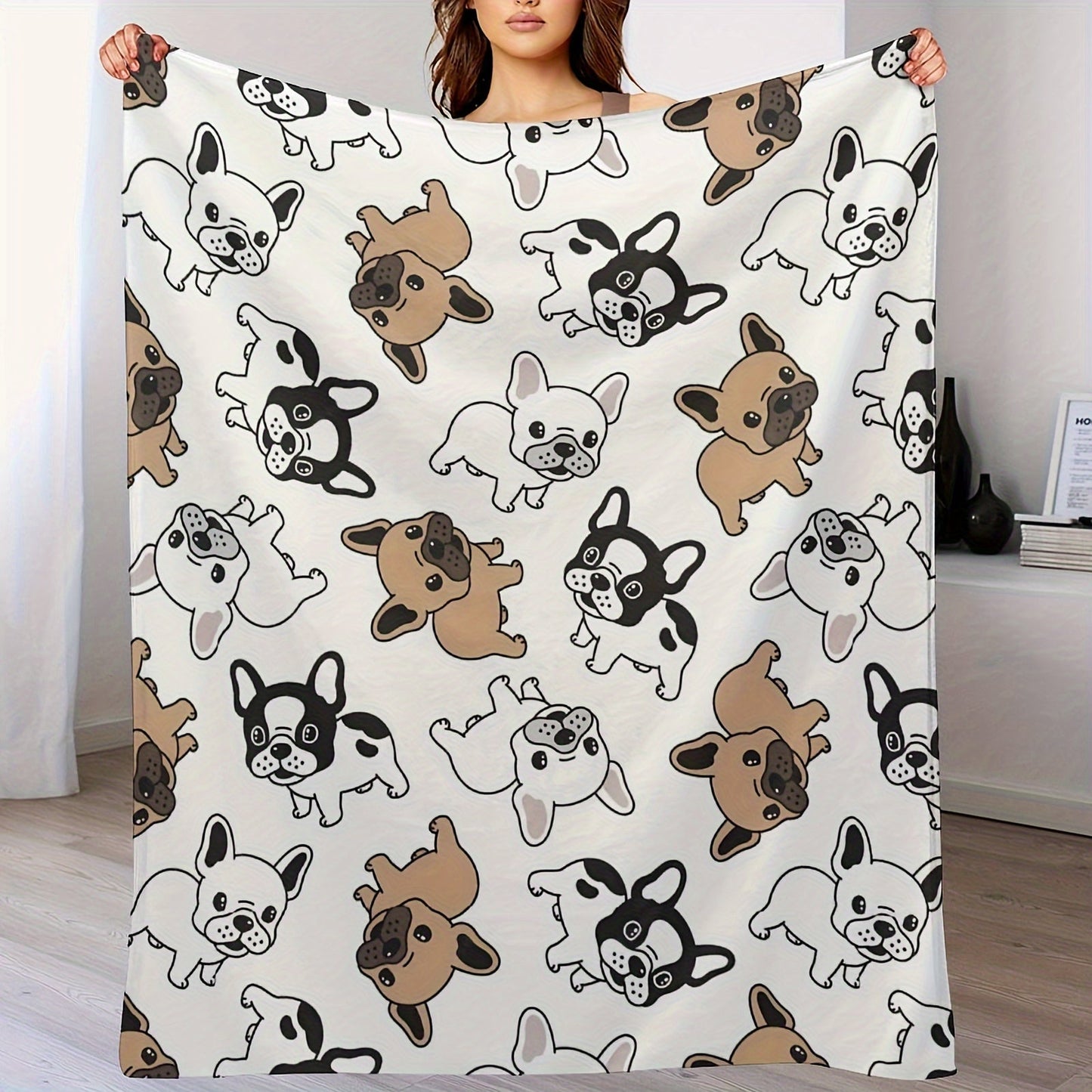 Cozy up with this adorable French Bulldog Flannel Blanket! Perfect for all seasons, this blanket is tear-resistant and stain-resistant for long-lasting durability. With a playful dog design and mixed colors, it's a versatile addition to your bed or sofa.