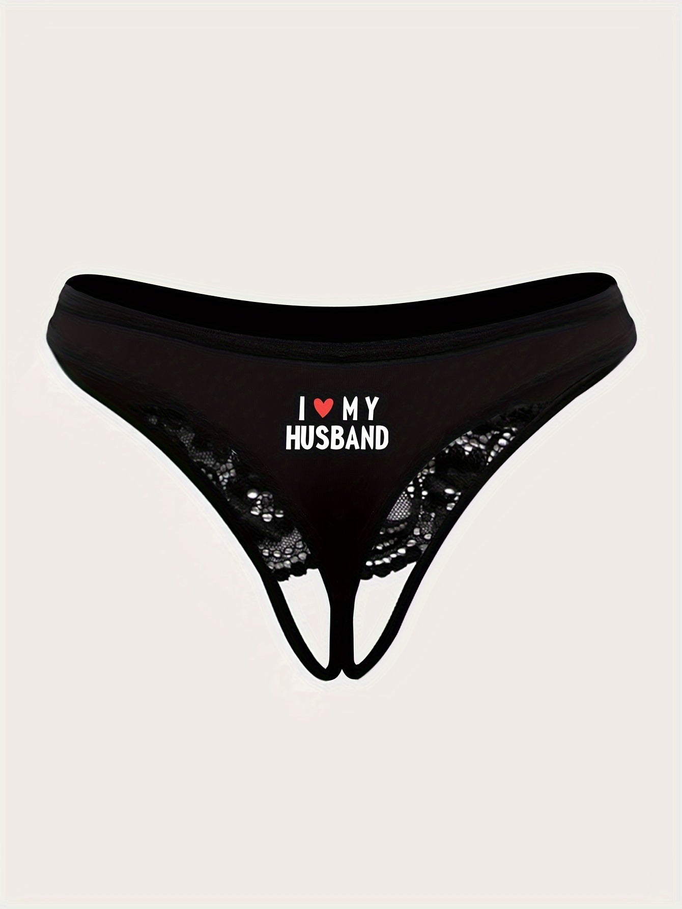 Heart print lace thongs for women: sexy lingerie for low-waisted, open-crotch style.