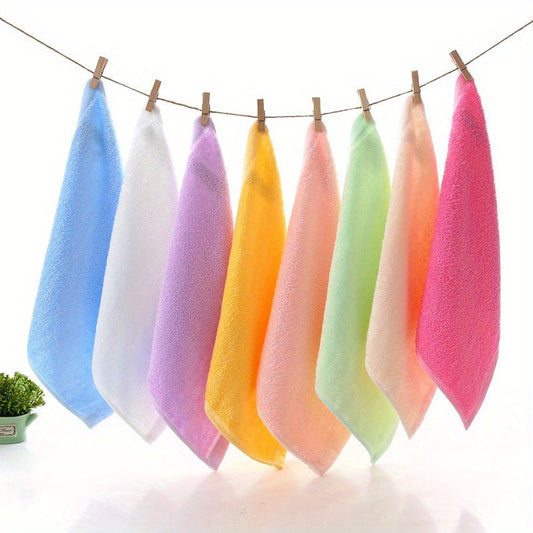 Set of 5 Ultra-Soft Microfiber Square Towels in Bright Macaron Colors - Fast Drying, Gentle on Skin, Ideal for Bathroom & Kitchen, Complete with Wooden Hanging Loop