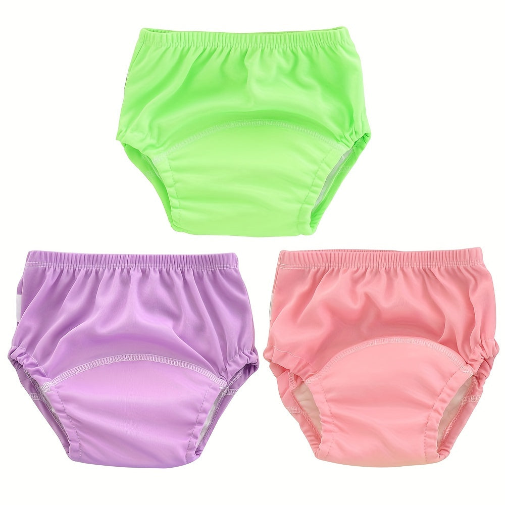 Set of 3 Solid Color Potty Training Underwear, Reusable Diaper Shorts, Comfortable and Breathable