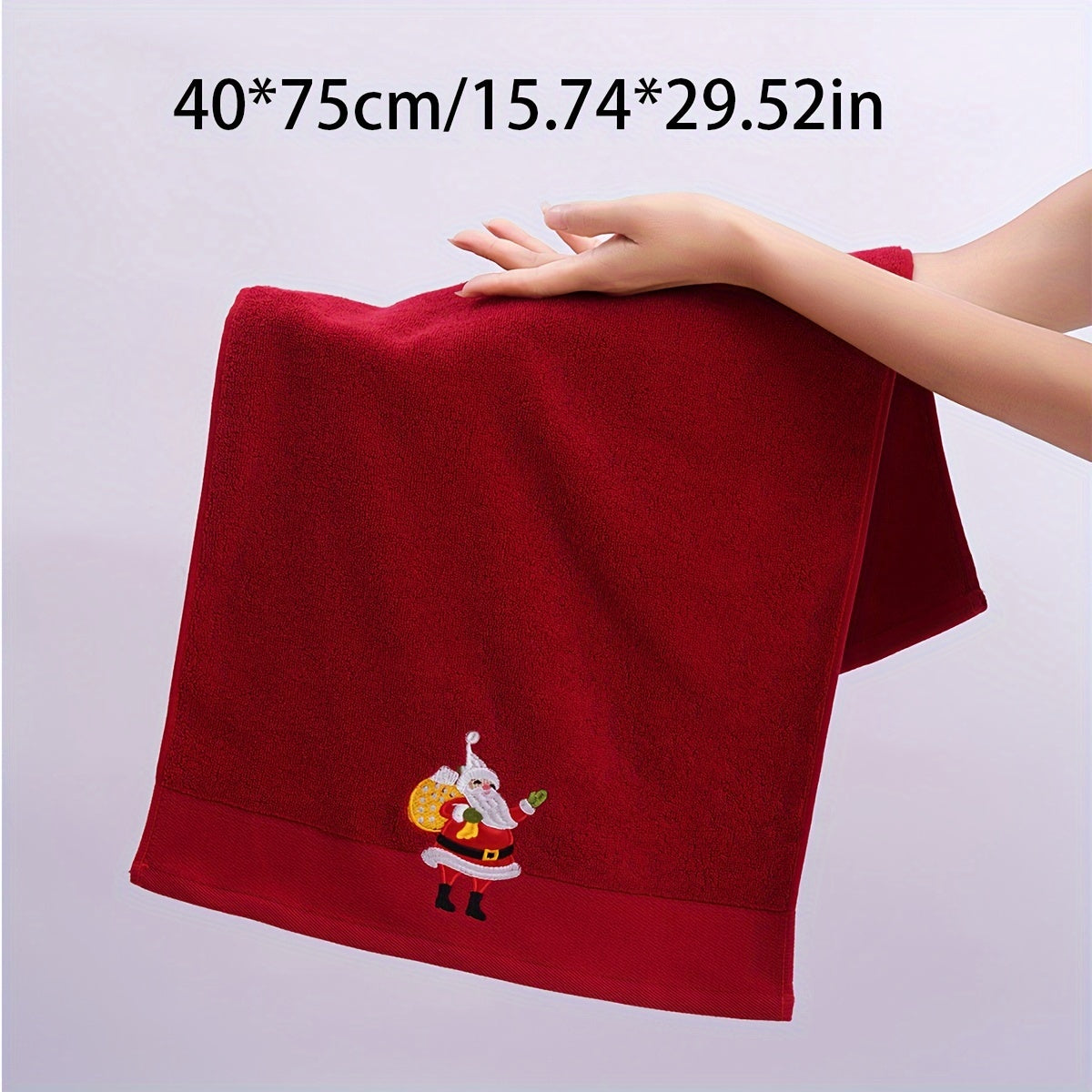 2 QIBHI Vintage Christmas Reindeer embroidered hand towels made from 100% cotton knit fabric. Cartoon-themed oblong bathroom towels perfect for festive holiday gifts. Hand wash only, 450gsm. Adds a playful holiday motif and soft festive texture to your