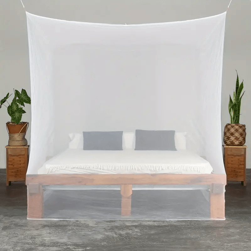 Easily install this elegant white polyester bed canopy with a single entry. No frame required. It is portable and perfect for creating a mosquito-free sleeping space in the bedroom, dorm, guest room, patio, porch, or while camping outdoors during the