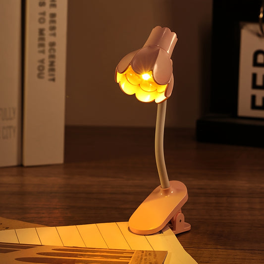 Single Petal Clip Table Lamp: Ideal for bedrooms, reading, and gift-giving. Can be used as a night light, home decor, or desk ornament. Portable with spare batteries included.