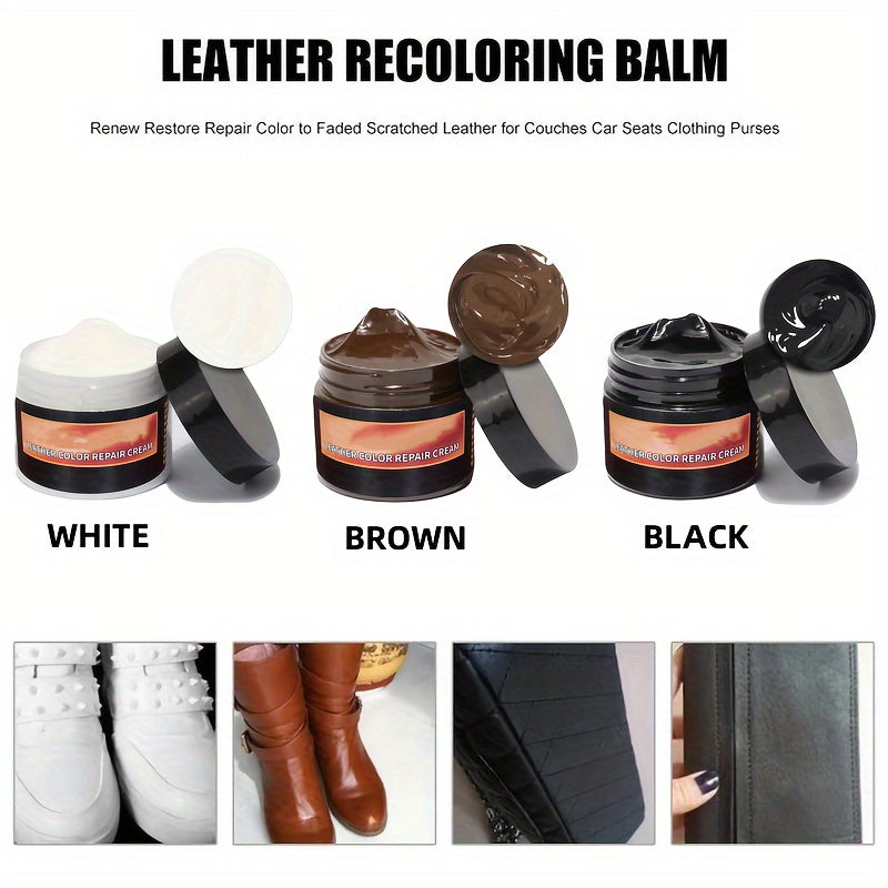 Repair cream revives scratched leather for couches, car seats, and purses.