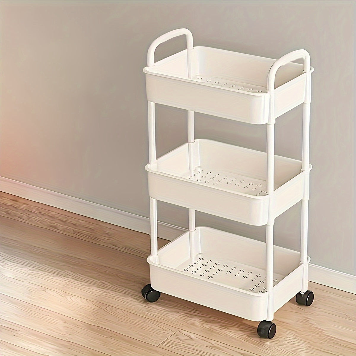 Multi-purpose Rolling Cart with Wheels - Ideal for Storing Snacks, Books & Essentials in Bedroom, Living Room, or Bathroom