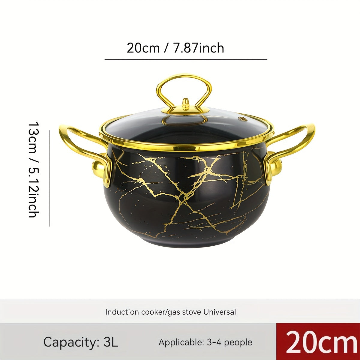 Large capacity stew pot, ideal for holiday soups and stews, seafood rice cooking, and serving at home or in a restaurant. This festive thick enameled pot is compatible with gas stoves and requires no electricity. A versatile addition to any kitchen!