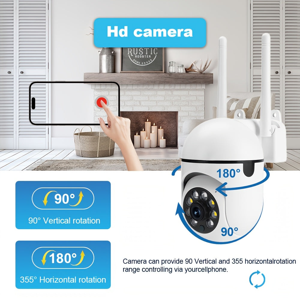 HD Security Camera System with 4 cameras, PTZ, Two-Way Audio, Night Vision, Smartphone Compatible, USB Powered, Wi-Fi enabled. Ideal for home security, suitable for ages 14 and up.