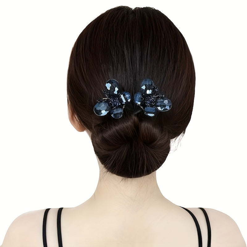 Vintage-inspired alloy hair bun maker with elegant rhinestones, formaldehyde-free