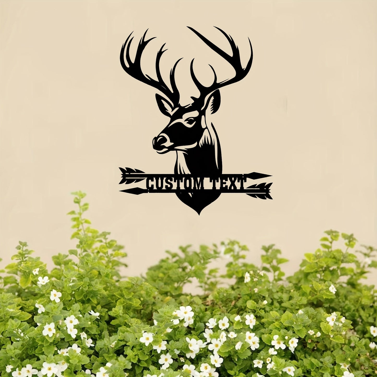 Metal Plaque with Customizable Deer Head Design - Add Your Own Name, Features High-Temperature Baked Paint Finish for Durability, Perfect for Wall Decor in a Rustic or Hunting-themed Space. Makes a Great Gift for Father's Day, Christmas, or Housewarming.