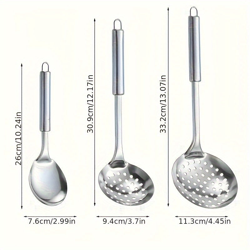 Set of 10 Stainless Steel Kitchen Utensils - Comes with Spatula, Ladle, Slotted Turner, and More - Reliable Cooking Tools for Home and Restaurant Purposes