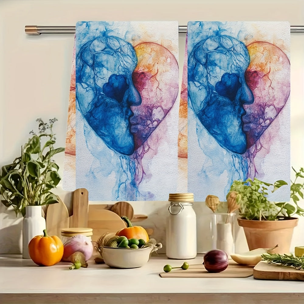 This duo of luxuriously soft kitchen towels showcases a design that represents unity, making them ideal for holiday décor. These towels, perfect for drying dishes and hands, have superior absorbency and are conveniently machine washable. Each towel