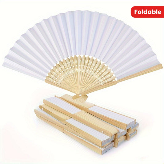 Vintage Handheld Fan Party Supplies - Pack of 10 Foldable Paper Fans