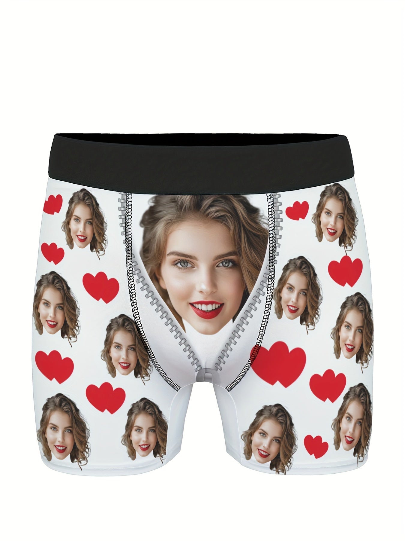 Personalized men's briefs with custom photos- perfect gifts for boyfriends or husbands on Valentine's Day.