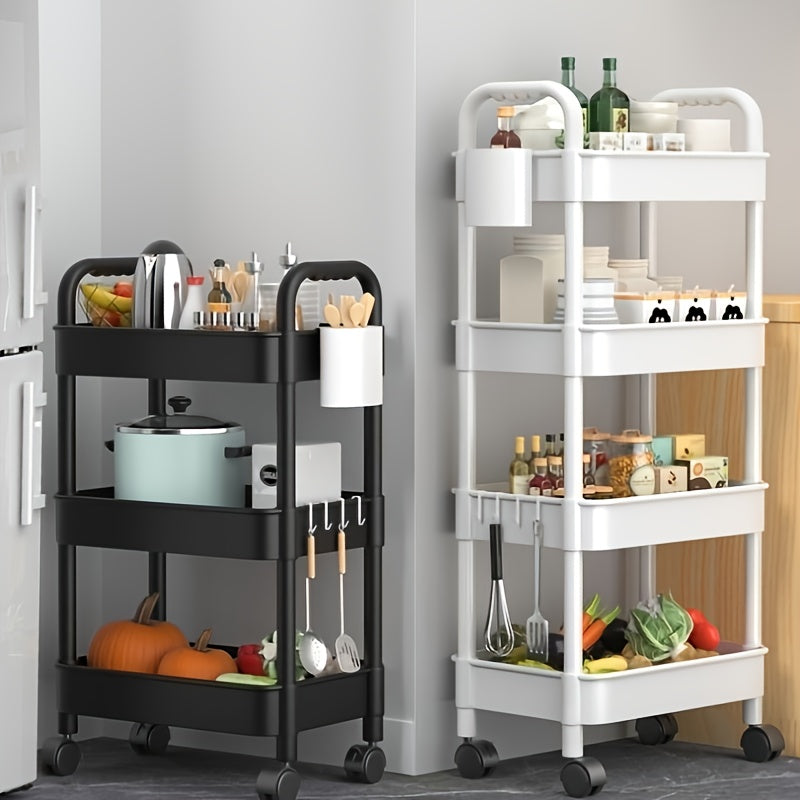 Rolling Storage Cart with Wheels - Ideal for Organizing Kitchen, Bathroom, and Living Room Spaces