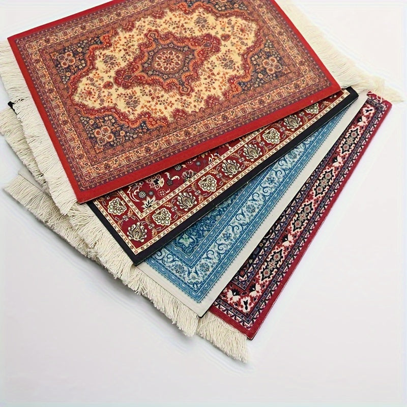 1pc Persian mini braided mouse pad with retro style pattern, ideal for home or office decor.