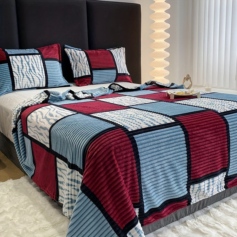 Soft Plush Striped Throw Blanket - Perfect for Couch, Bed, Office & Camping, Recommended for Dry Cleaning