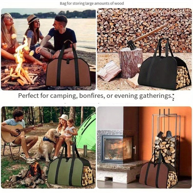 Firewood Log Carrier Bag made of durable PVC material with a large capacity for transporting and storing wood. Perfect for camping, bonfires, and home use.