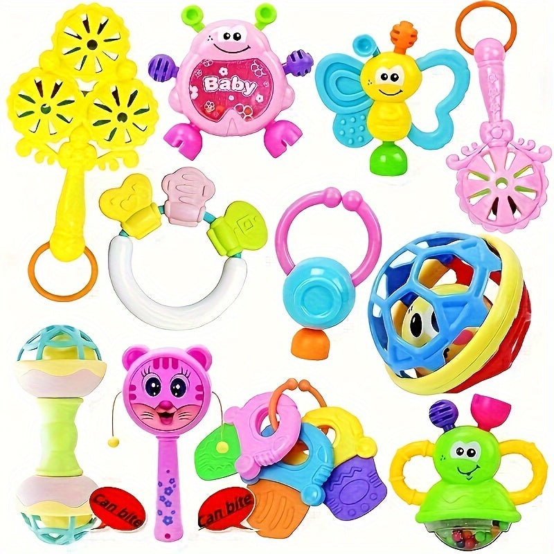 Colorful Plastic Grip Toy Set for Newborns, Includes Boilable Teether and Educational Toys, with Random Accessories for Ages 0-3. Perfect Gift for Birthdays and New Year.