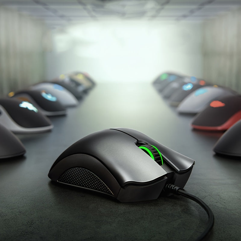 Razer DeathAdder Essential проводная игровая мышь - оптический сенсор, 6400 DPI, эргономичный дизайн для правшей, USB подключение, совместима с Windows 10, черная или белая