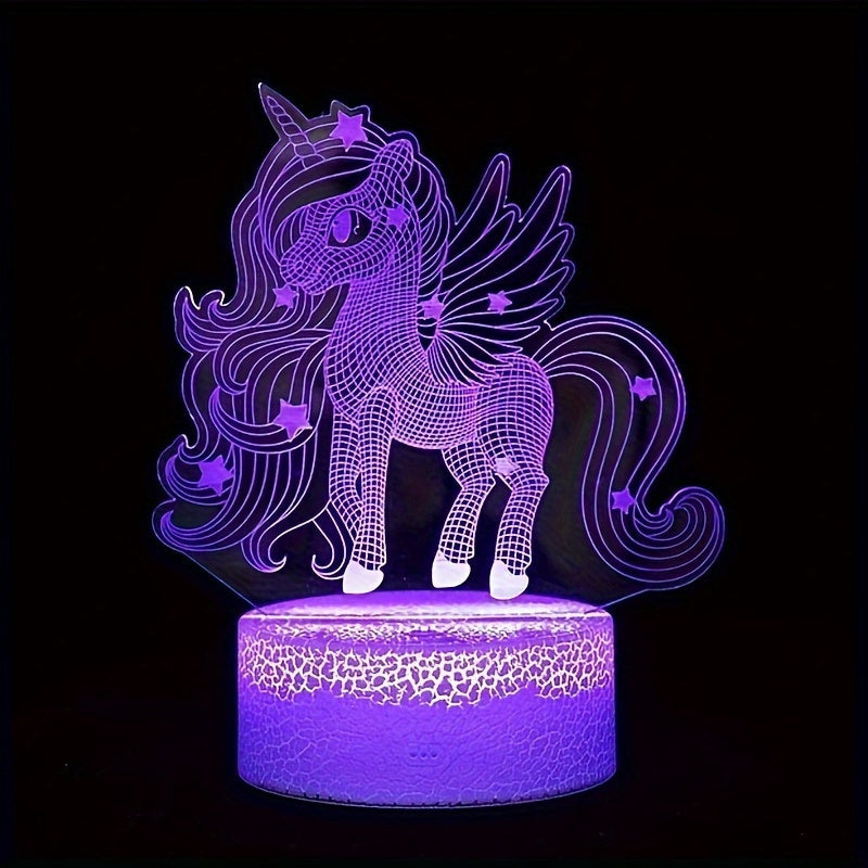 Unicorn LED Night Light with Celestial Shine - 3D Illusion, Touch-Control, USB Power