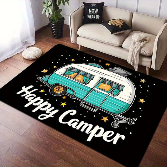 Cartoon Car Happy Camper E-sports Room Carpet with 8mm Thickness - Perfect for Bathroom, Kitchen, Living Room, Bedroom, and Entryway - Machine Washable and Decorative Addition to Any Interior