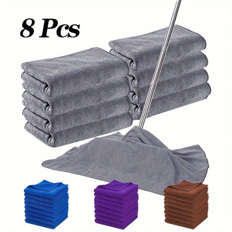 8 extra large oblong microfiber towels with a space theme and contemporary style. Super soft, multi-purpose, reusable, highly absorbent, lint and streak free. Made of knit fabric for use in