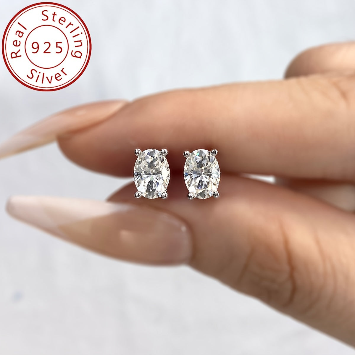 Ajoyib Moissanite quloq bilaguzuklari, 2CT TW, nozik oval kesim, 925 sterling kumush, to'ylar, partiyalar va 14-fevral uchun mukammal, abadiy hashamatli zargarlik.