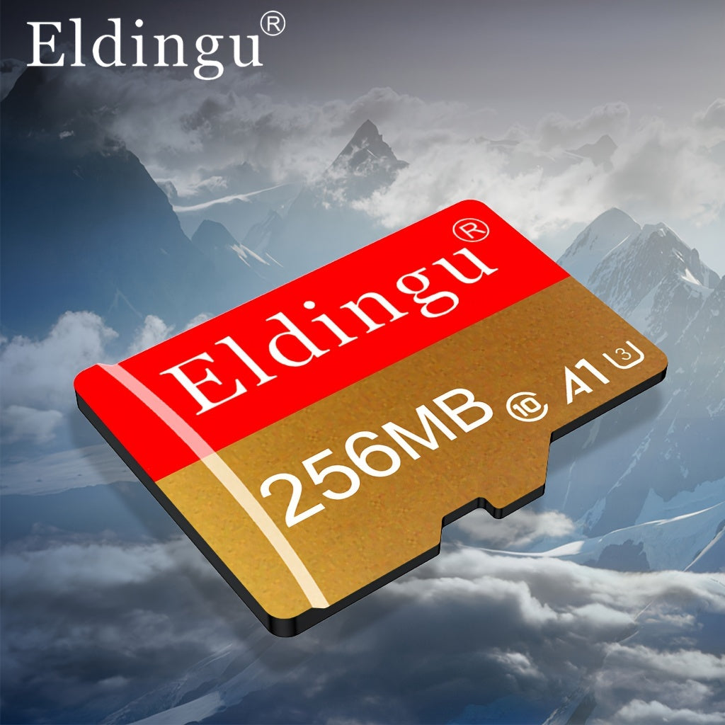 ELDINGU High-Speed Flash Micro SD Card, available in 64MB to 512MB sizes. Reliable TF/SD card for various devices. Secure file storage with a golden metallic finish and durable casing.