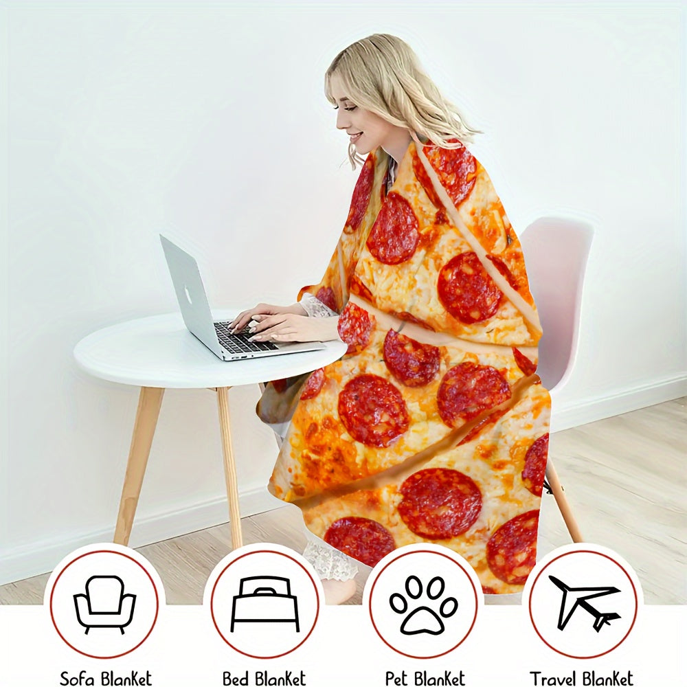 Soft, warm, and hypoallergenic, this cozy flannel throw blanket features a unique Mexican burrito and ham pizza design. Ideal for snuggling up on the couch, bed, in the office, while traveling, or camping.