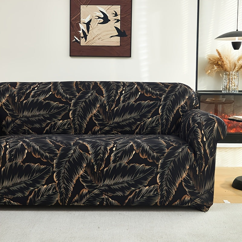 All-season sofa cover with stretchable fabric and anti-slip stick. Features modern print design, machine washable and fits single to four-seater sofas. Anti-dirt and dust-proof.