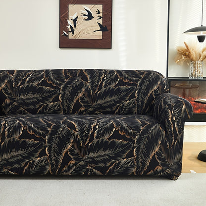 All-season sofa cover with stretchable fabric and anti-slip stick. Features modern print design, machine washable and fits single to four-seater sofas. Anti-dirt and dust-proof.