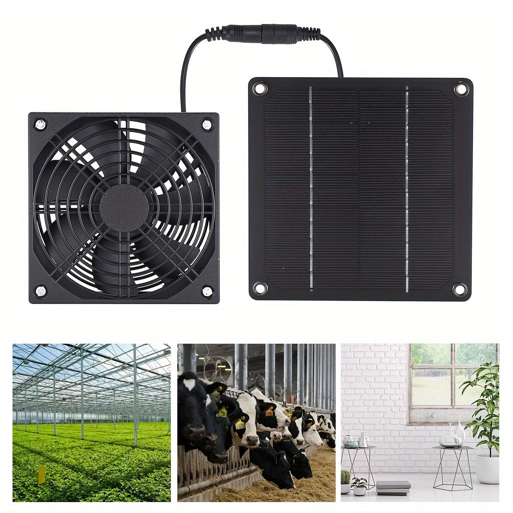 Introducing the Skybreeze Portable Solar-Powered Fan Kit, featuring a 2W9V panel for outdoor use. This kit includes exhaust ventilation and a 249.94cm extension cord for added convenience.