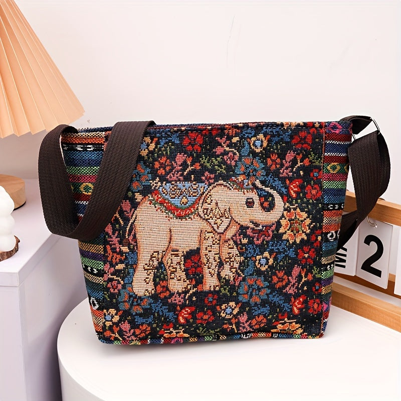 Multicolor Elephant Crossbody Bag for Women - Adjustable Strap, Zipper Closure, Foldable, Casual & Stylish