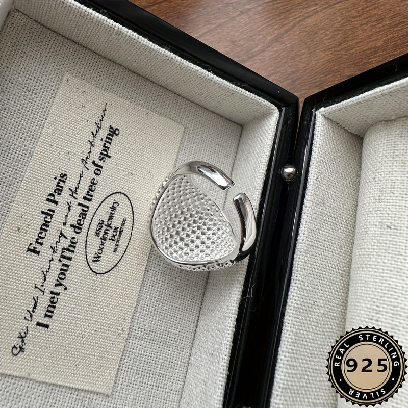 925 Sterling Silver Hollow Ball Ring with Adjustable Open Design - Elegant, Sexy, and Perfect for Casual Attire or Gifting