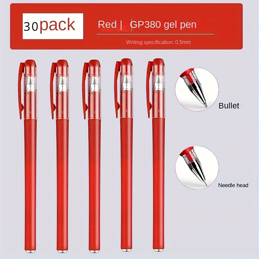 Set of 30 technical gel pens and ballpoint pens, GP380 premium ink roller pens with fine point and screw off cap, ideal for professionals and students.