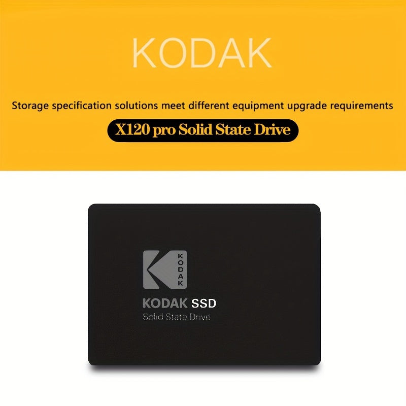 [Brand Storage] Kodak X120 Pro Series SSD: Lightning-fast 2.5-inch SSD with SATA3.0 interface, available in 512GB/256GB for durable internal storage in laptops and desktops.