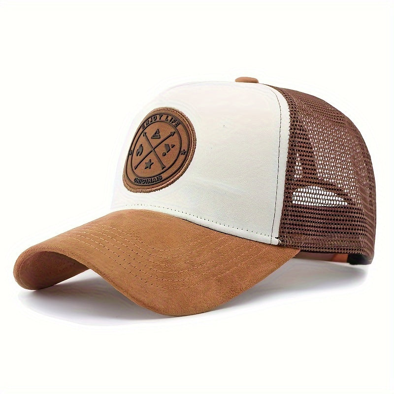 Men's adjustable baseball cap in lightweight polyester with two-tone mesh design and logo. Available in multiple colors.