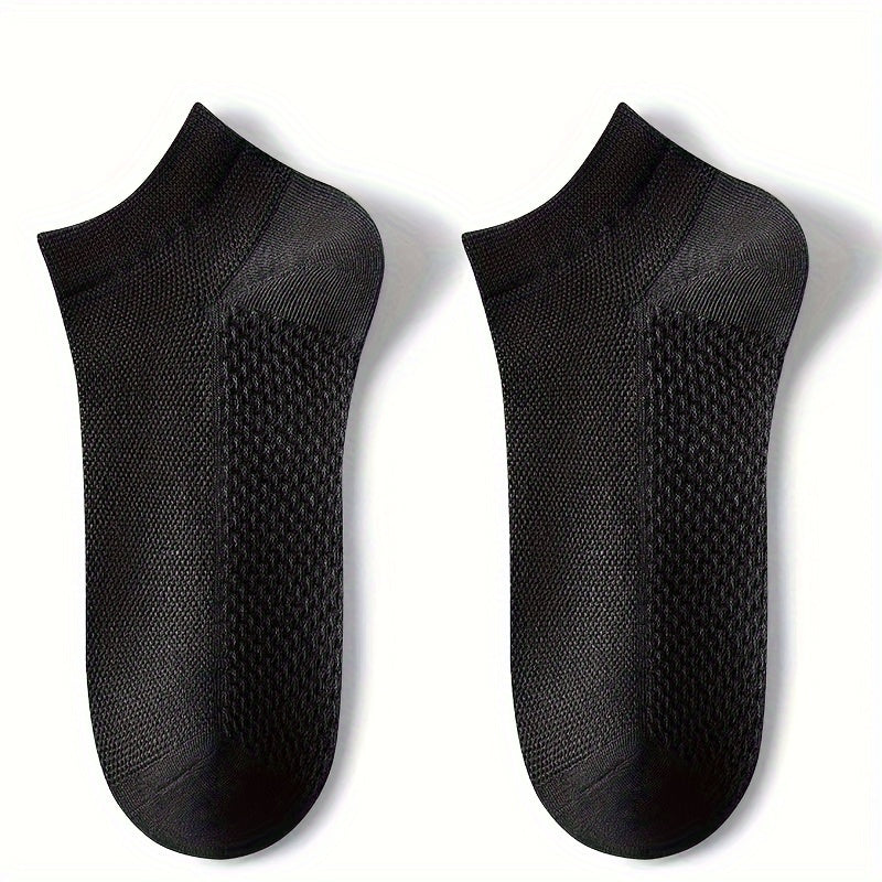 5 breathable mesh ankle socks for men, odor-resistant and sweat-wicking. Suitable for casual and business wear, in plus size.